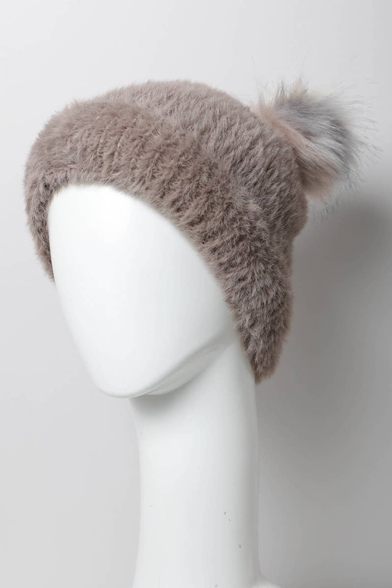 Ultra Soft Faux Mohair Beanie - Gray