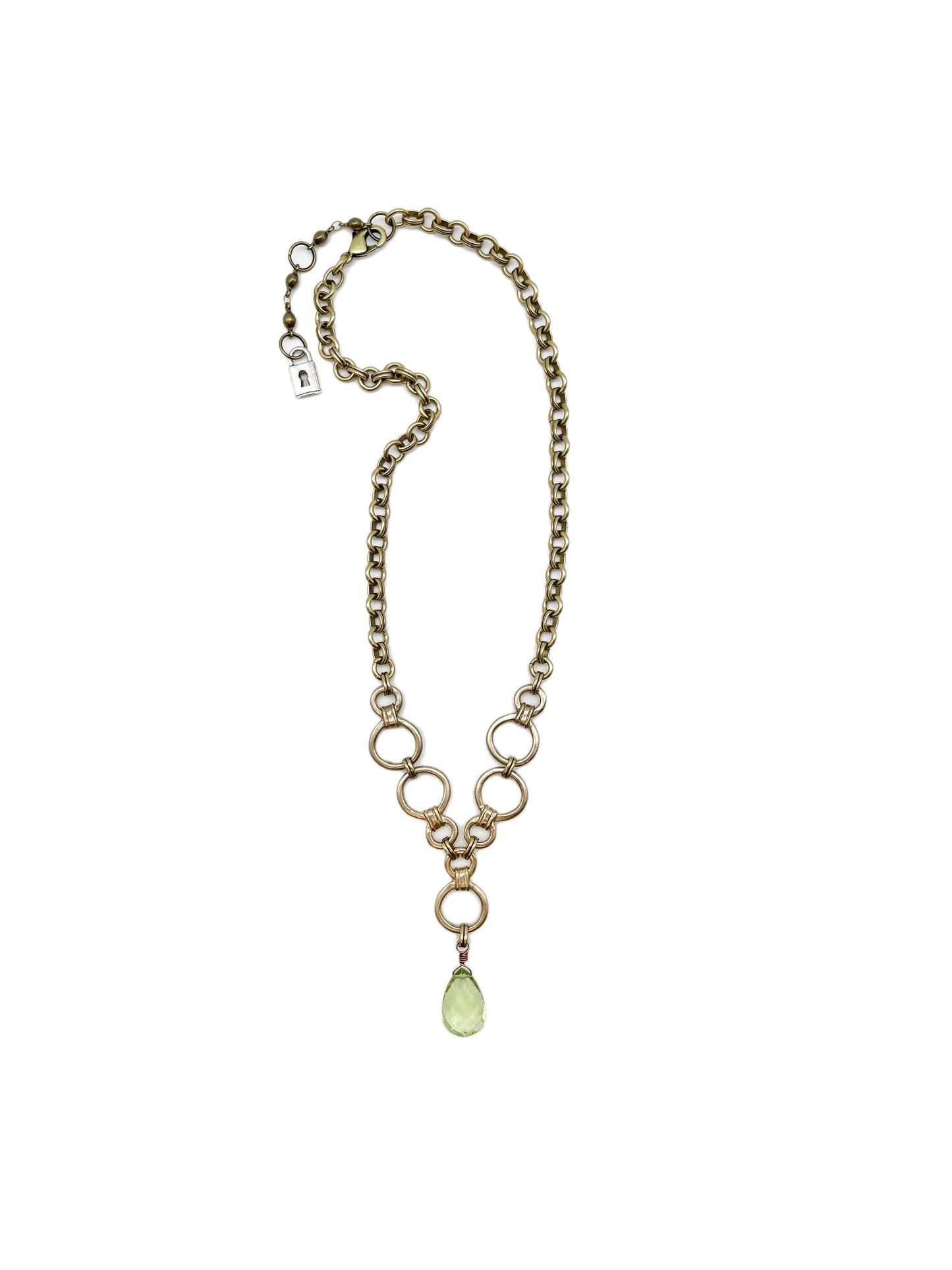 Green Amethyst -Double circled pedant necklace - La De Da