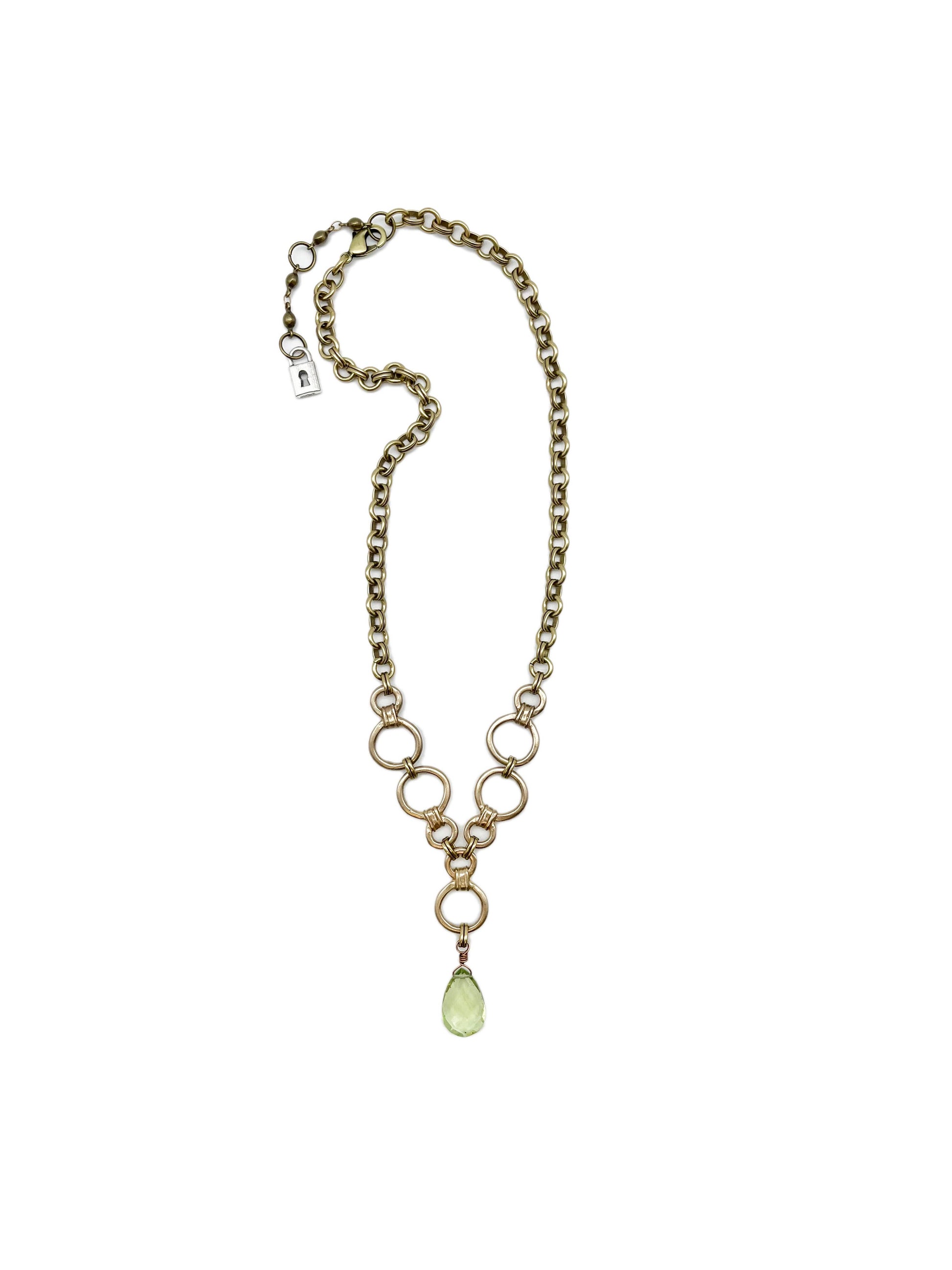 Green Amethyst -Double circled pedant necklace - La De Da