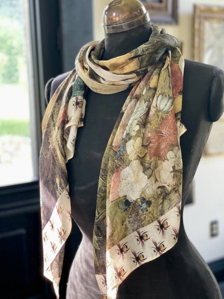 I Dream In Flowers Bohemian Bamboo Scarf with Bees - La De Da