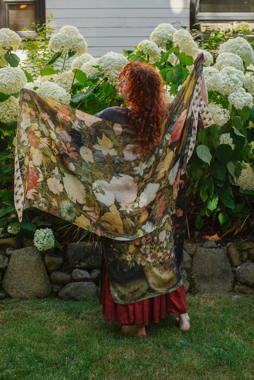 I Dream In Flowers Bohemian Bamboo Scarf with Bees - La De Da