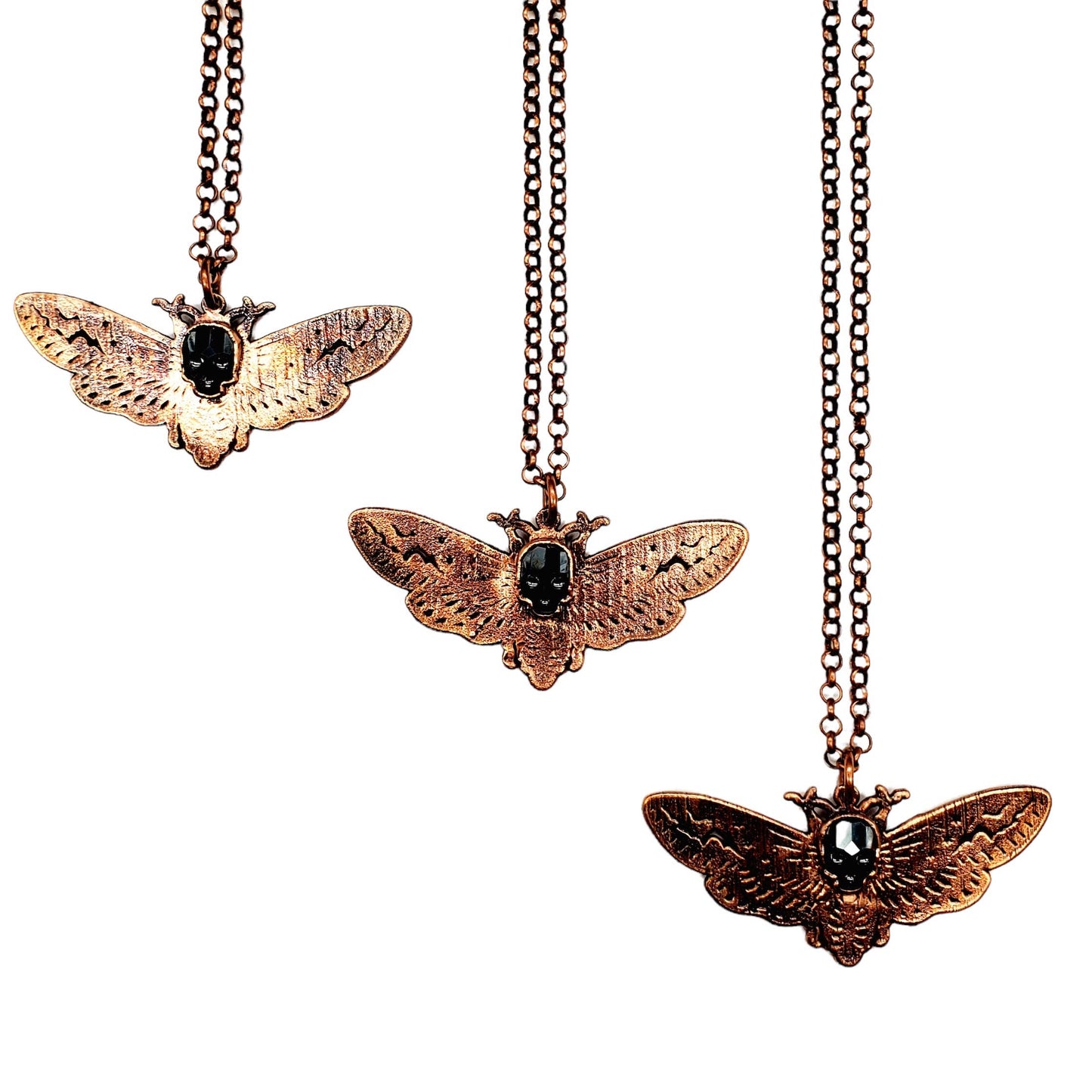 Death's Head Hawkmoth Necklace - Hematite Skull - La De Da