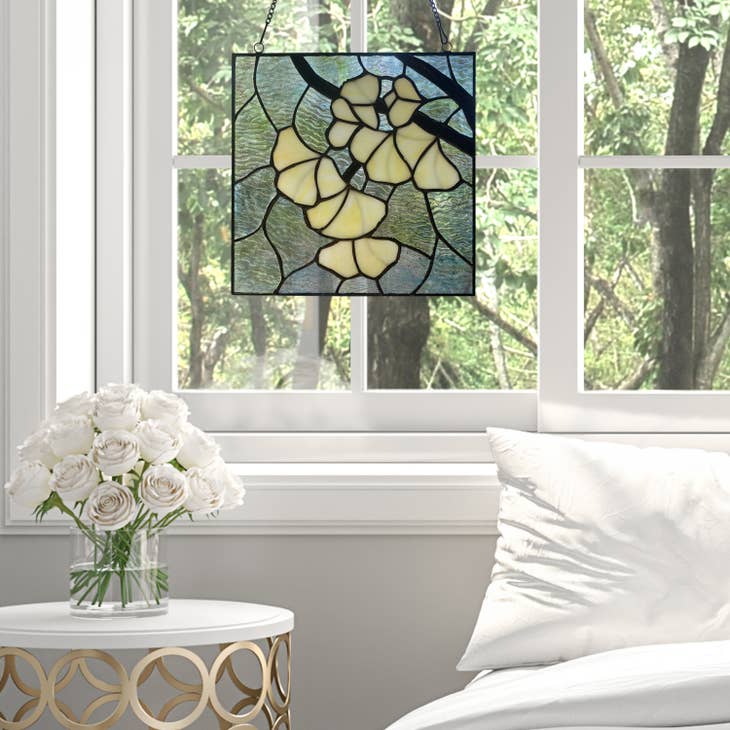 Gingko Leaf Stained Glass Window Panel - La De Da