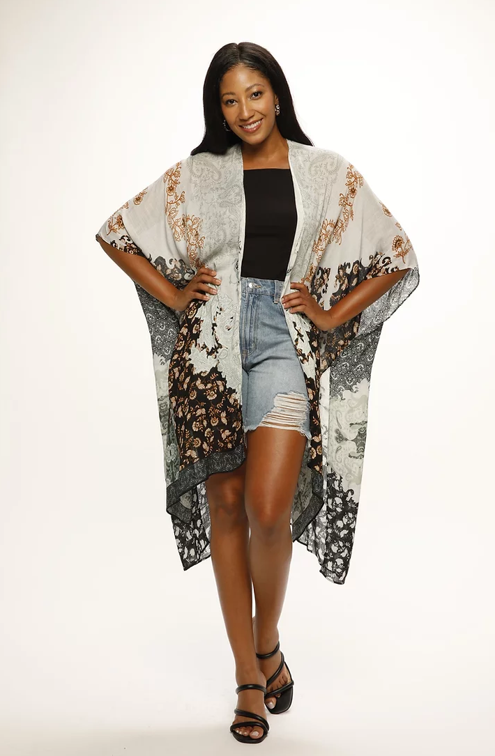 Multi Pattern Open Front Kimono - La De Da