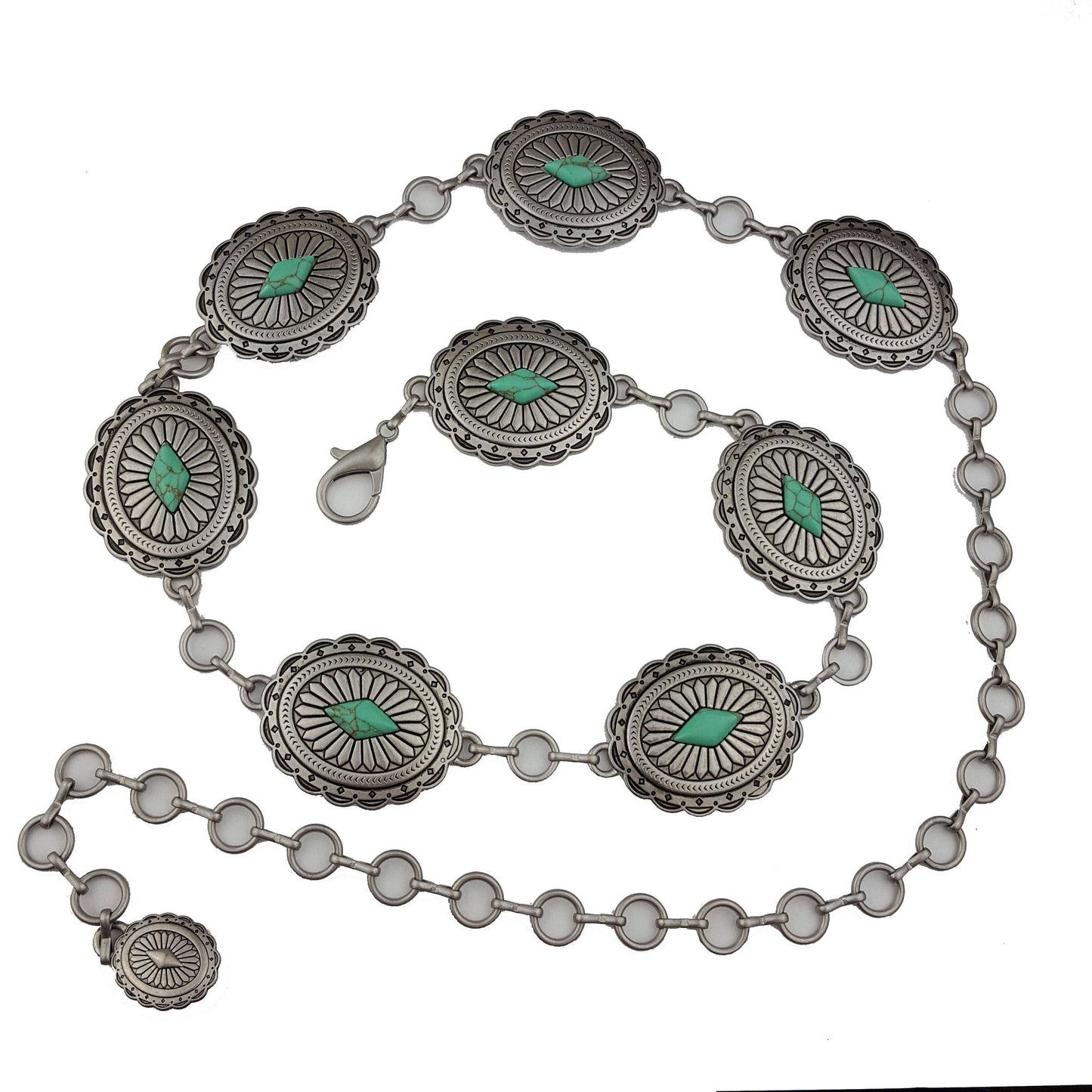 Western Oval Concho Chain belt Scalloped Edge - La De Da
