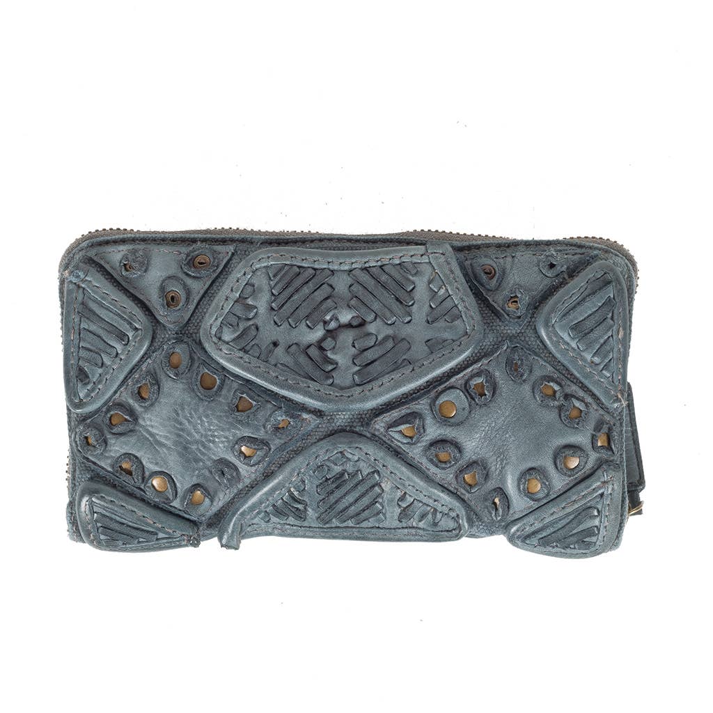 VIA Zip Clutch Wallet - Blue/Grey - La De Da