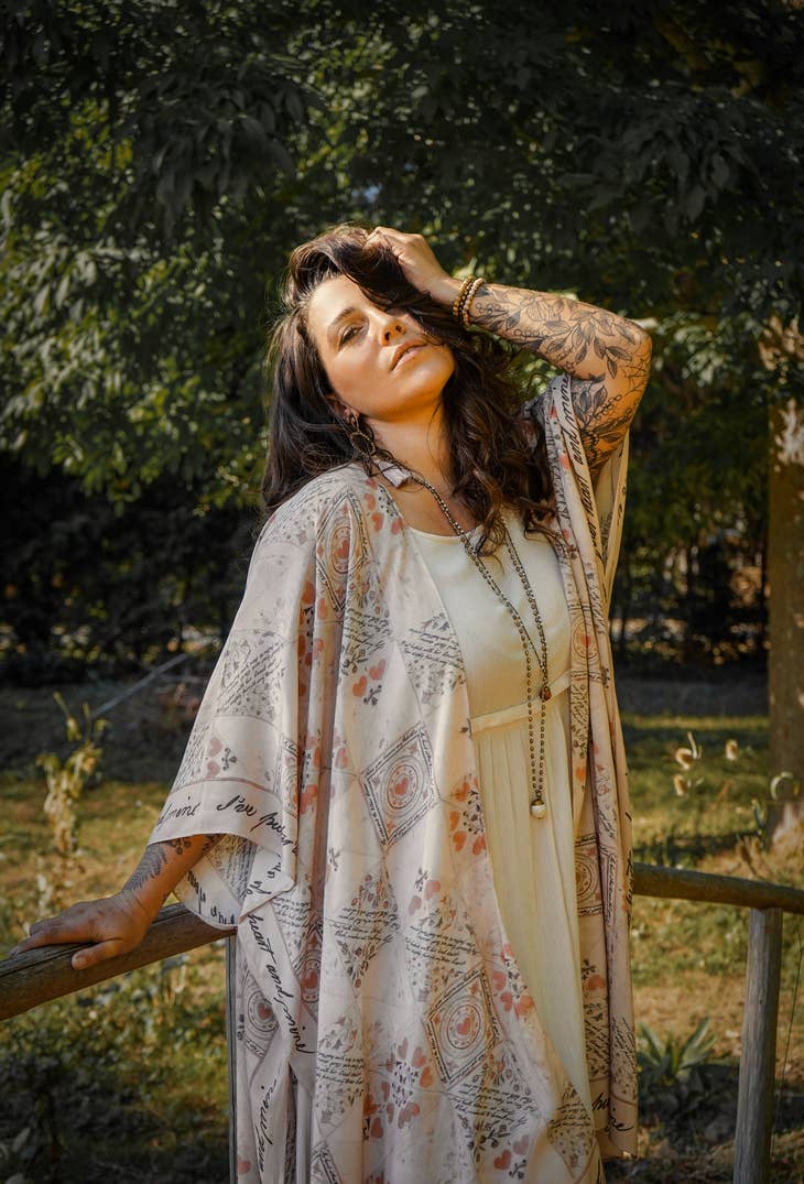 Love Story Heart Print Bamboo Kimono - La De Da