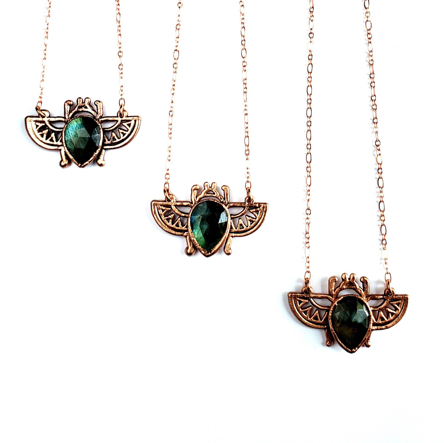 Labradorite Egyptian Scarab Beetle Necklace - La De Da