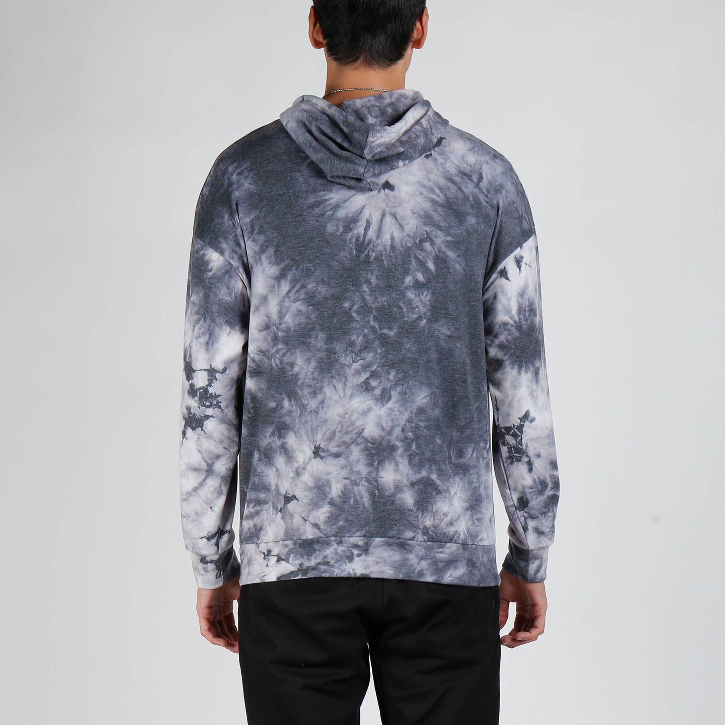 Tie Dye French Terry Pullover Hoodie - Grey Multi