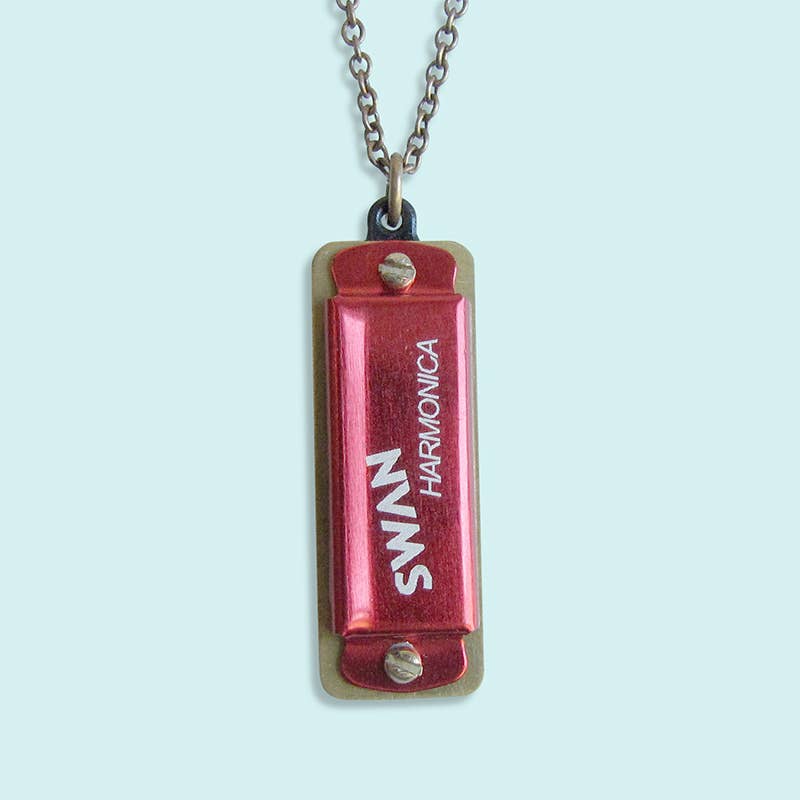 Red Harmonica Necklace - La De Da