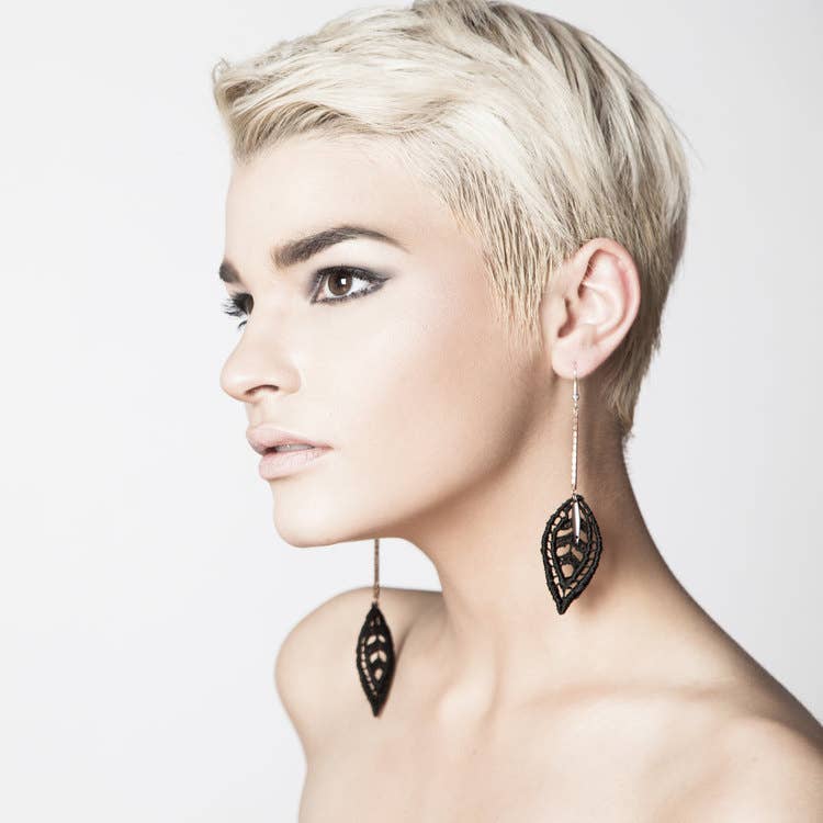 Black Falling Leaves Earrings - La De Da