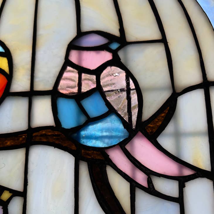 Bird Cage Stained Glass Window Panel - La De Da