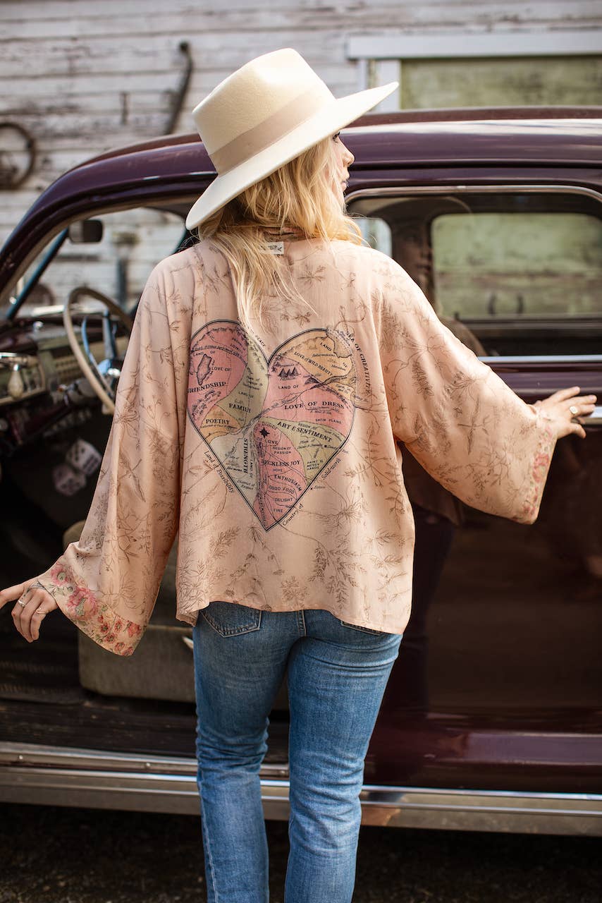 Map of My Heart Cropped Kimono - La De Da
