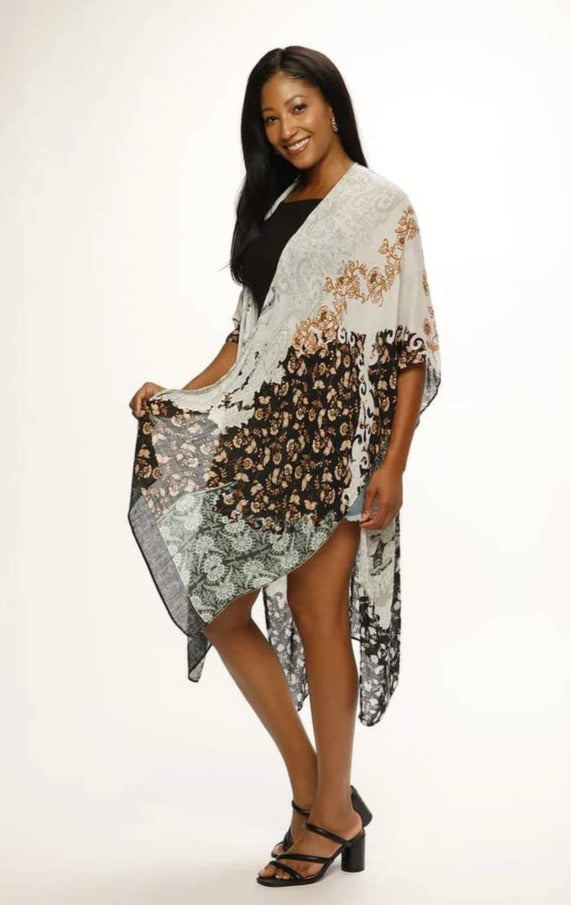 Multi Pattern Open Front Kimono - La De Da