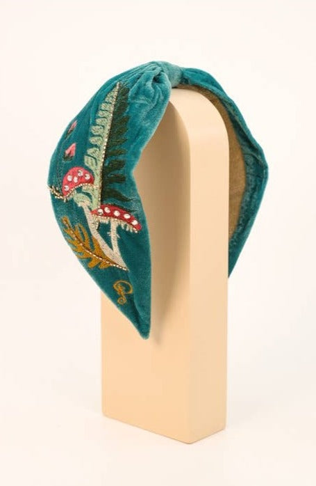 Embroidered Toadstools Headband - La De Da
