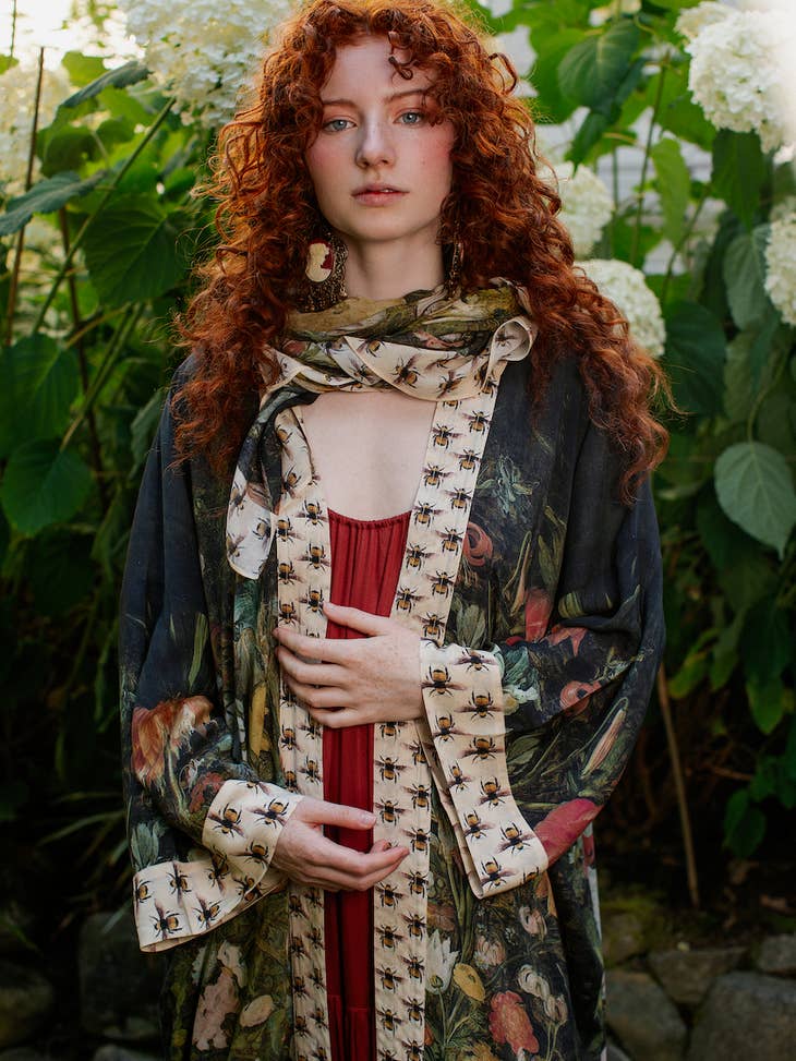 I Dream In Flowers Bohemian Bamboo Scarf with Bees - La De Da