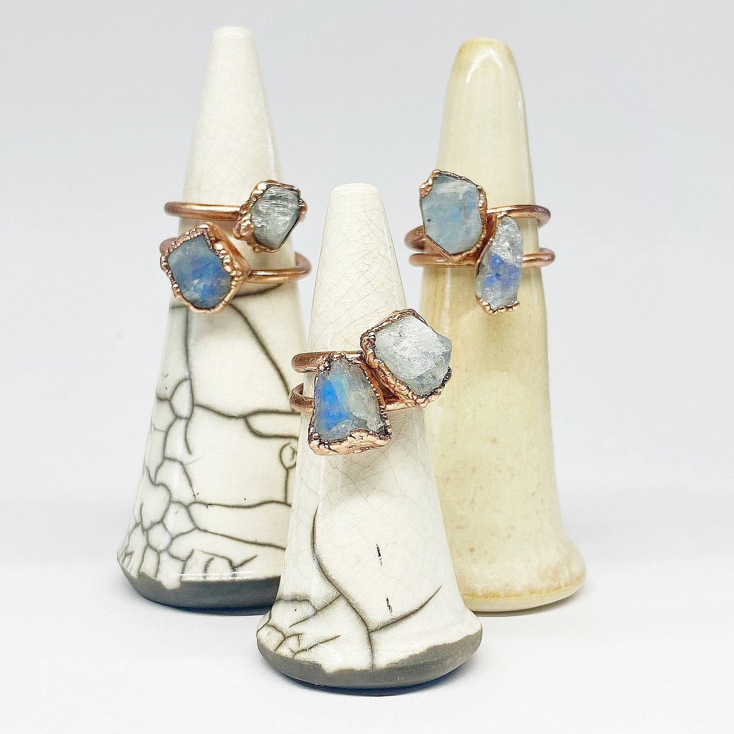 Rainbow Moonstone Free-Form Ring - 7.5