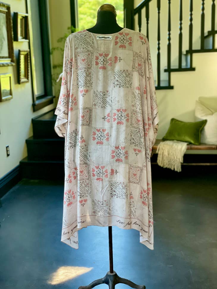 Love Story Heart Print Bamboo Kimono - La De Da