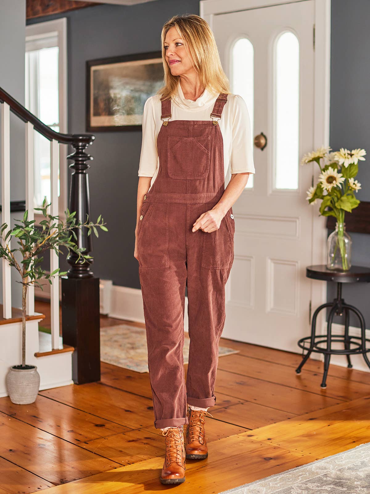 Cowgirl Corduroy Overall Mahogany - La De Da