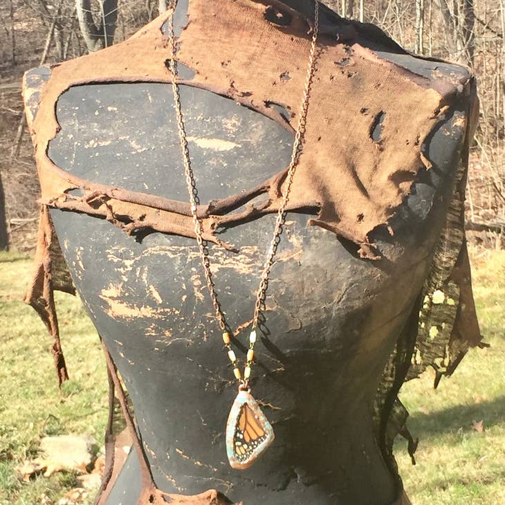 Real Monarch Butterfly Wing Necklace - La De Da