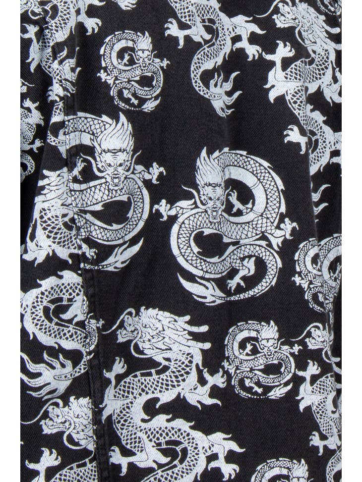 Dragon Print Oversized Trucker Jacket - La De Da