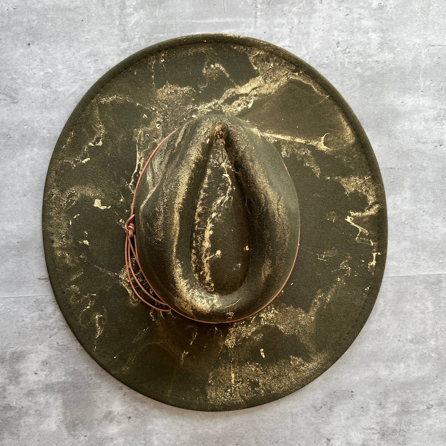 Olive Gold Marbled Wide Brim Hat - La De Da