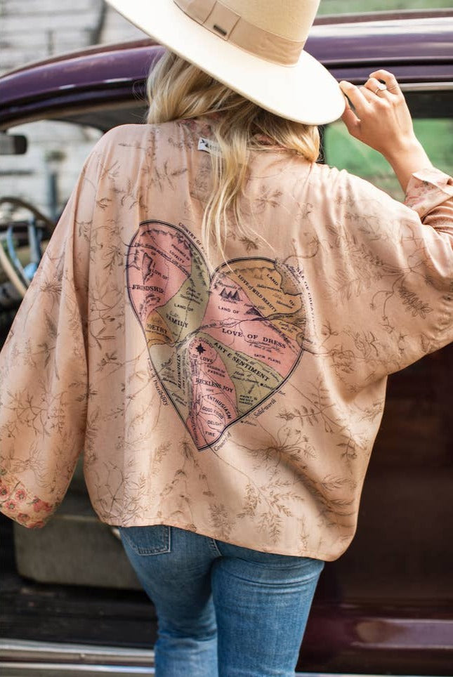 Map of My Heart Cropped Kimono - La De Da