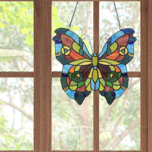 Grayson Blue Butterfly Window Panel - La De Da
