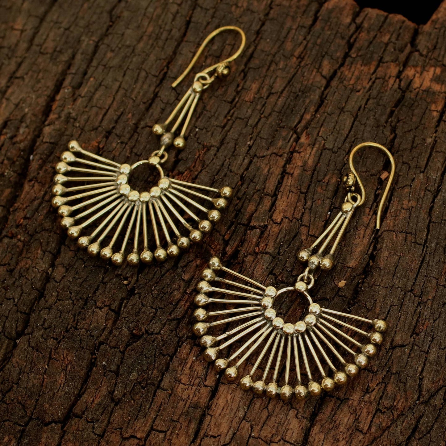 Brass Peacock Earrings - La De Da