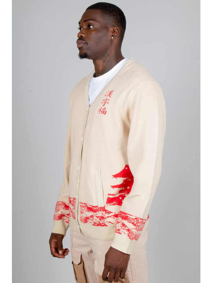Japanese Landscape Knitted Cardigan - La De Da