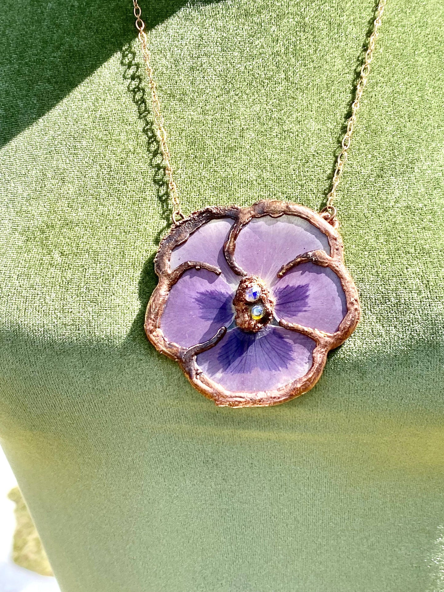 Real (Large) Pansy Necklace - Copper Electroformed - La De Da