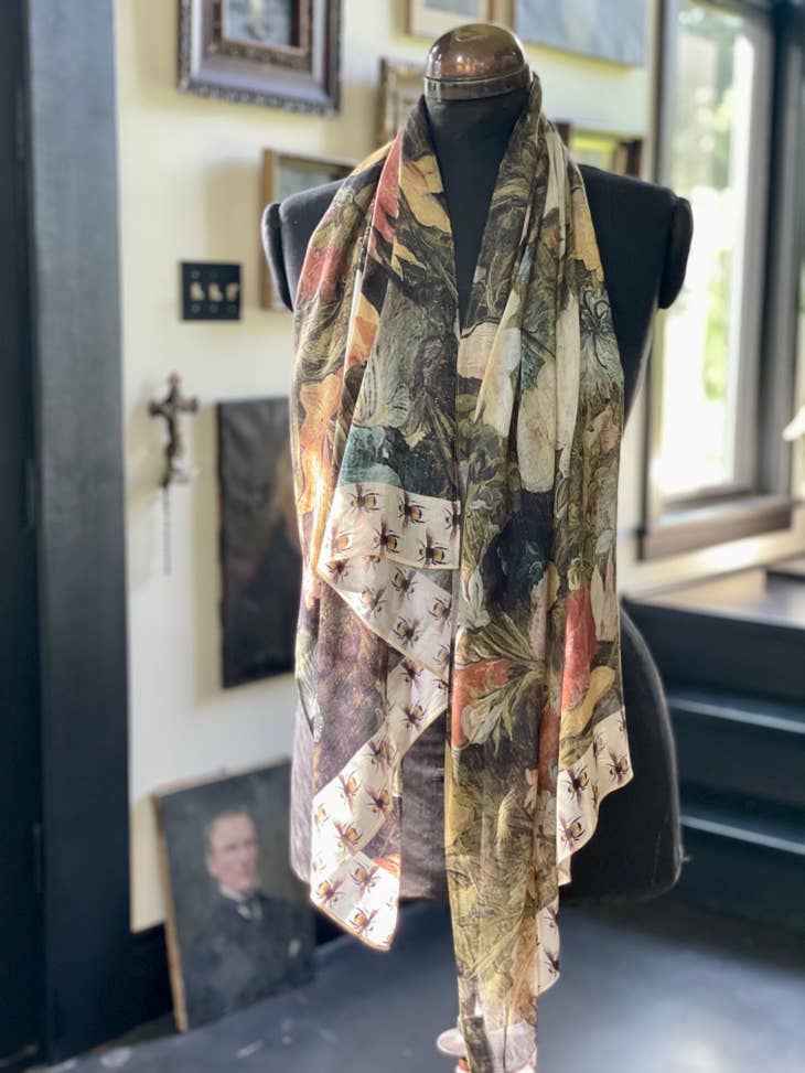 I Dream In Flowers Bohemian Bamboo Scarf with Bees - La De Da