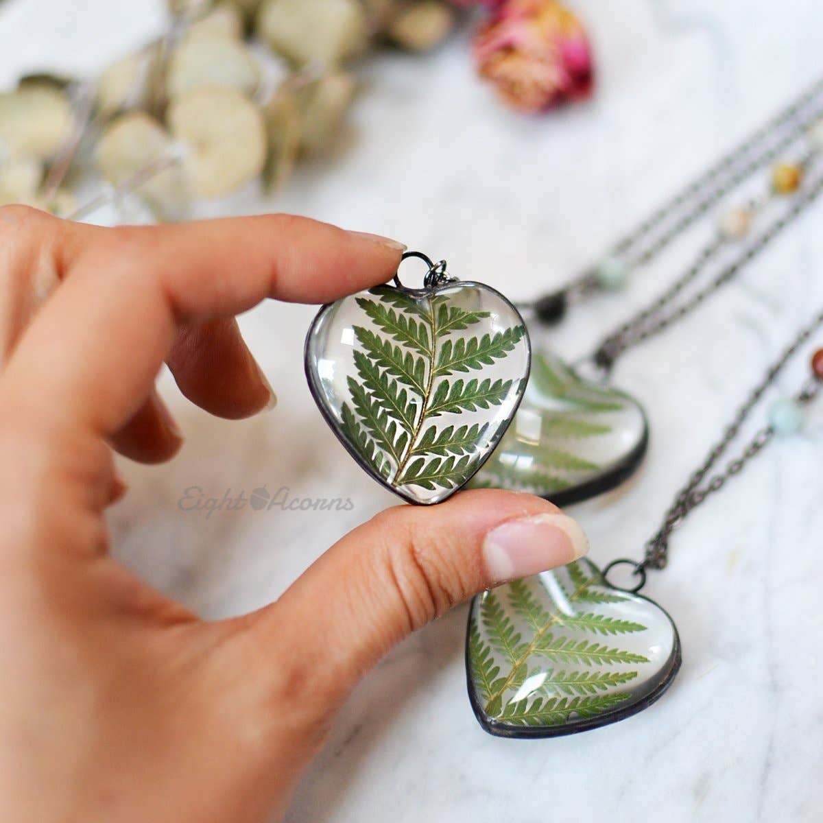 Cinnamon Fern Leaf Heart Pendant - La De Da