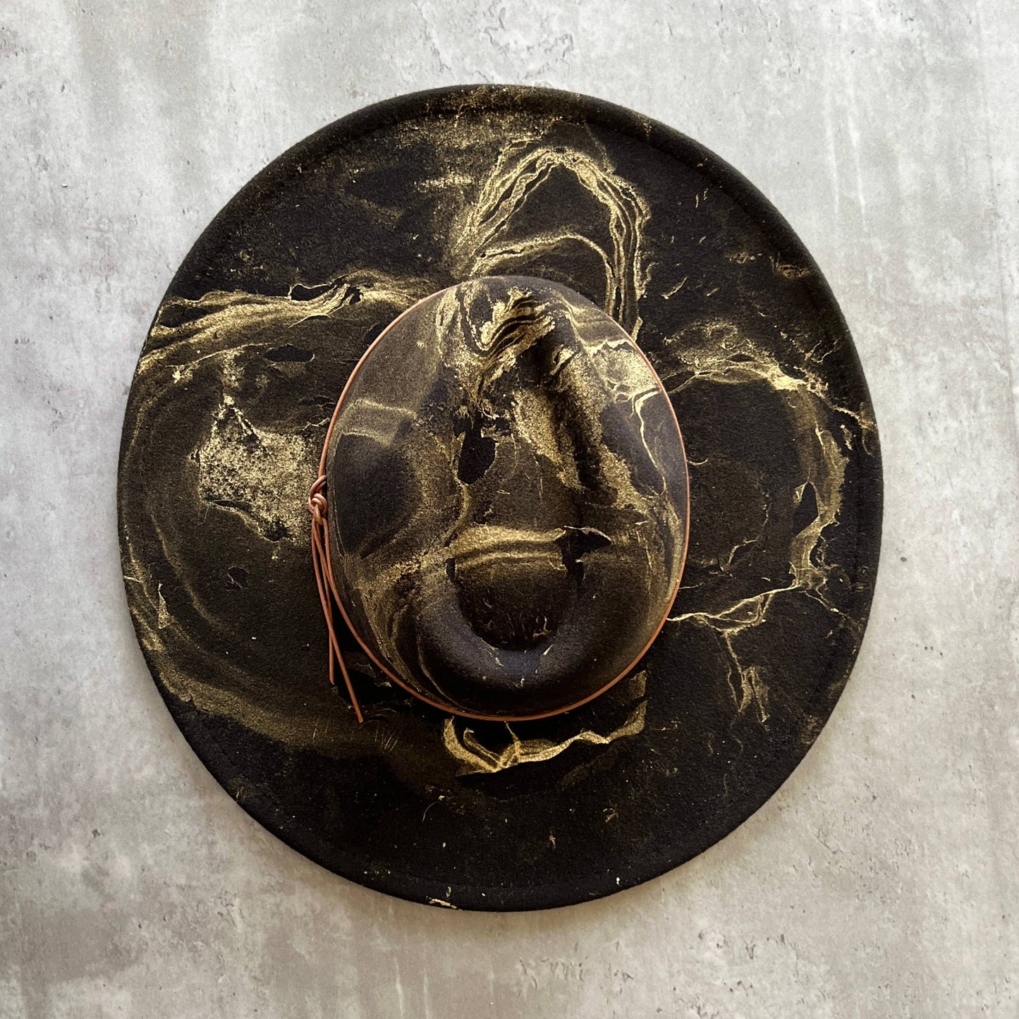 Black Gold Marbled Wide Brim Hat - La De Da
