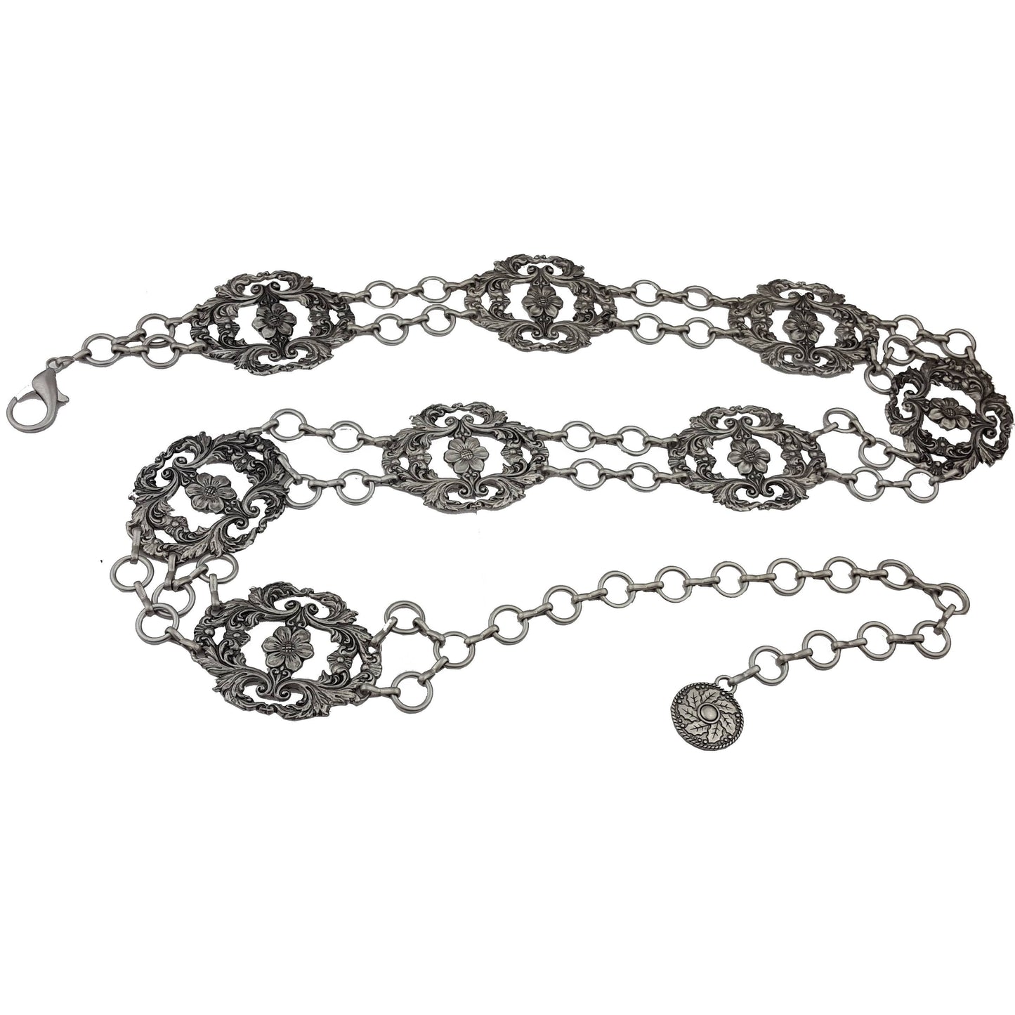 Silver Daisy Floral Concho Chain Belt - La De Da