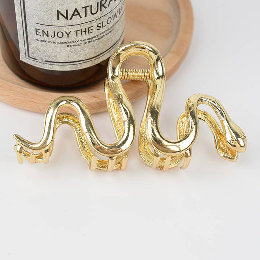 Goth Snake-Shaped Hair Claw Clip - Golden