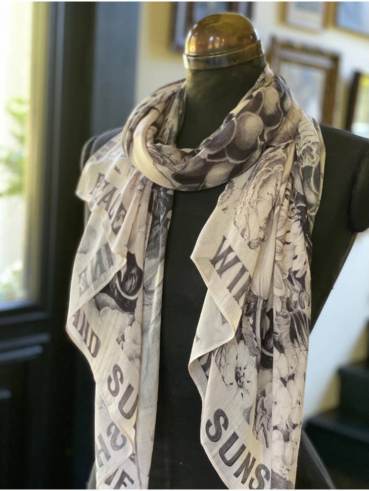 Peace Wine & Sunshine Printed Bamboo Scarf - La De Da