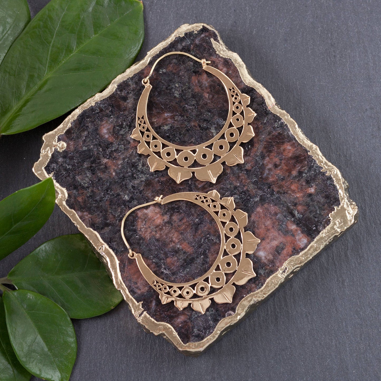 Brass Spotted Hoop Earrings - La De Da