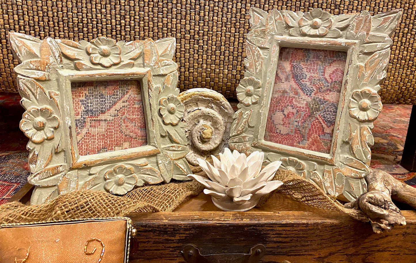 Teal Floral Washed Picture Frame - La De Da