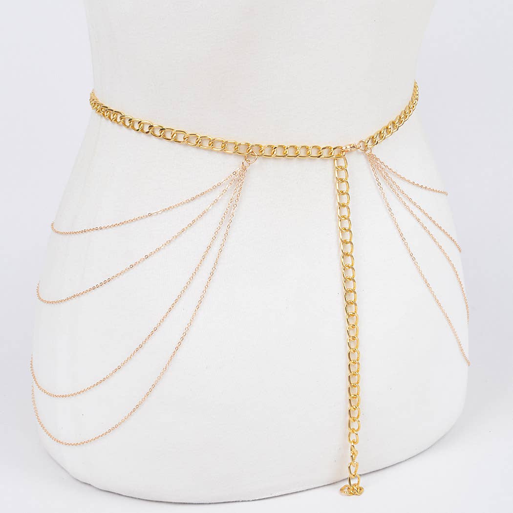 Intricate Layered Chain Belt - Gold