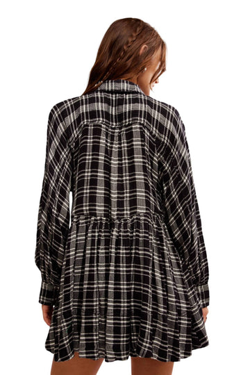 Hoffman Plaid Long Sleeve Mini Dress - Black Combo