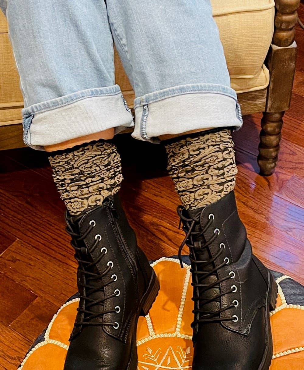 Dakota Floral Pattern Knee Hi's - Sand