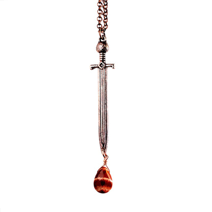 Double Edged Sword Necklace - Antique Copper