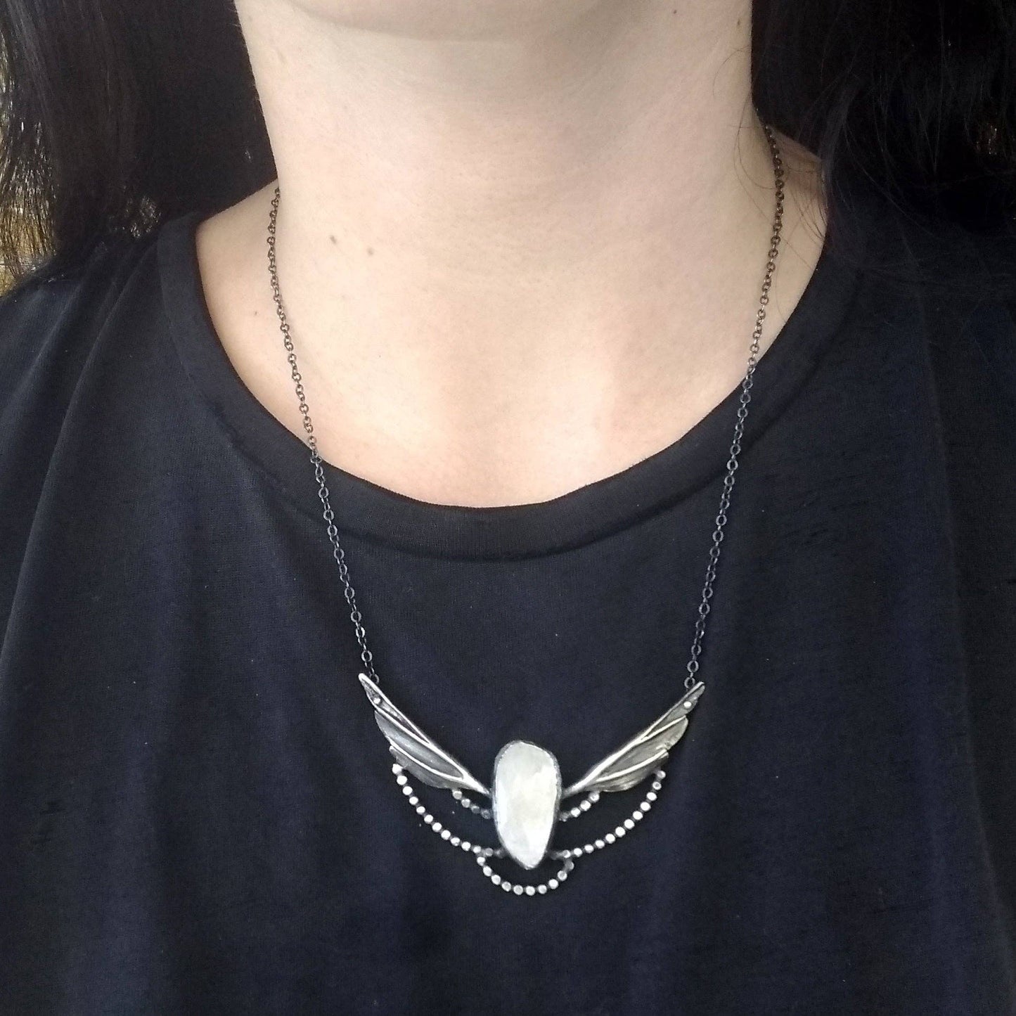 Moonstone Wings in Flight Necklace