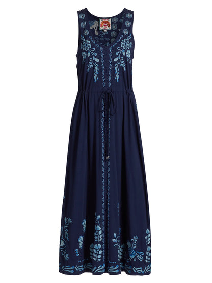 Yadira V-Neck Drawstring Dress - Blue Night