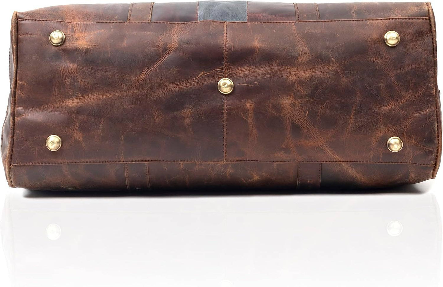 Vintage Leather Duffle Luggage Bag - Brown / 22" Inch