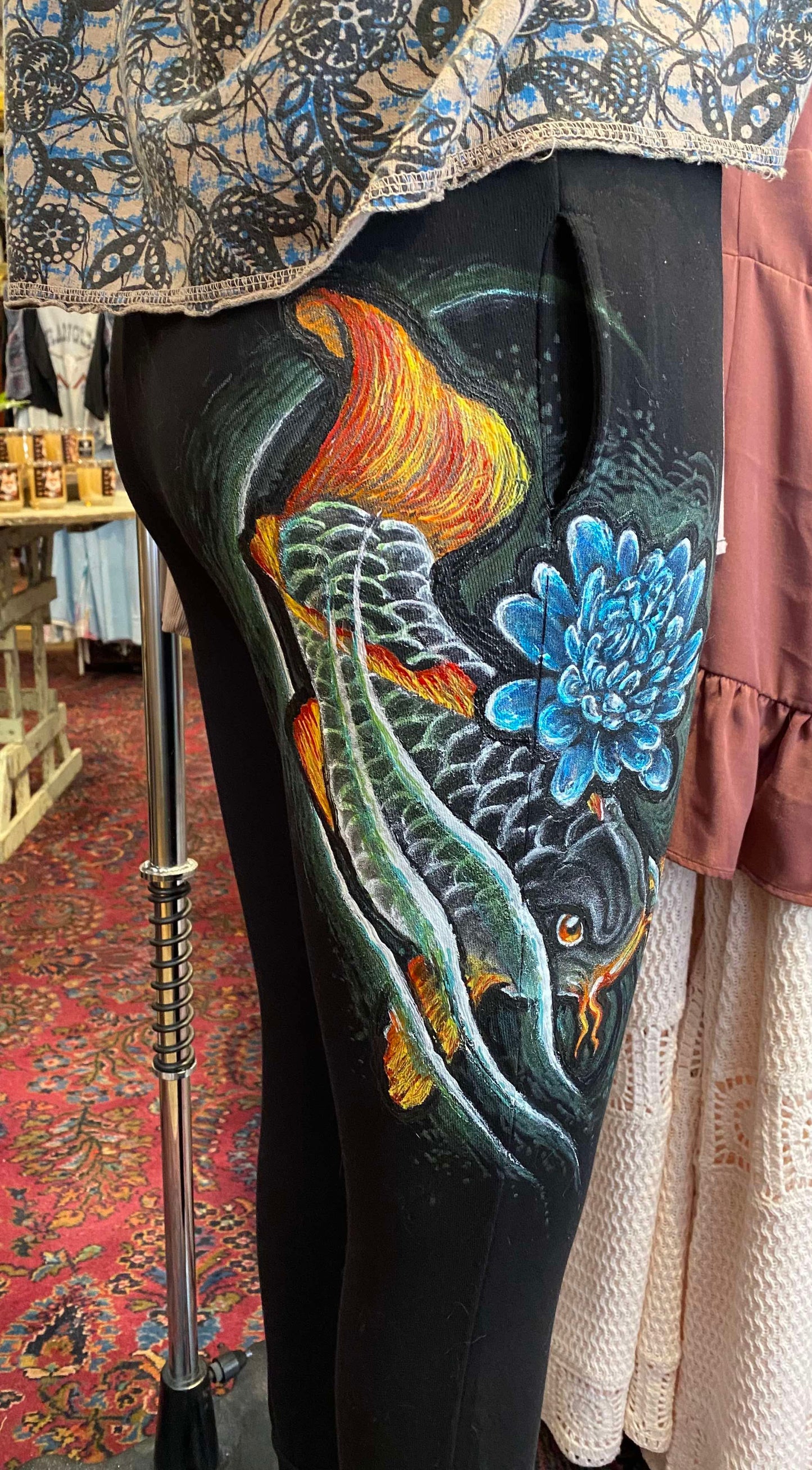 Koi Fish Black Zenana Sweatpants- Thom Little*