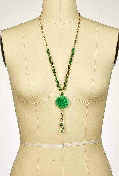 Andes Necklace with Hand Carved Jadeite Pendant