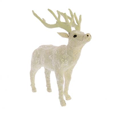 Scandinavian Stag Standing - Sm - Embroidered White