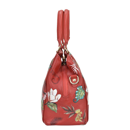 Hand-painted Leather Multi-Compartment Satchel